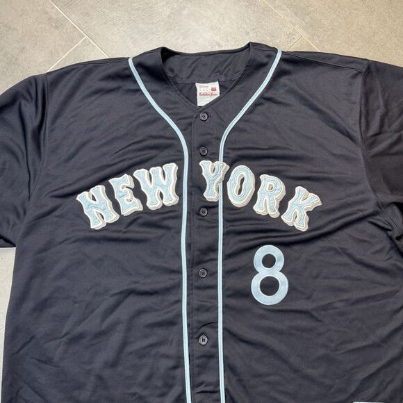 Vintage Evolution New York Baseball Jersey Men 3XL Navy #8 Y2K - Picture 3 of 10
